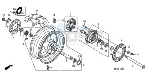 CBR600RA9 France - (F / ABS CMF MME) drawing REAR WHEEL