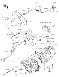 MULE SX KAF400JHF EU drawing Front Brake Piping