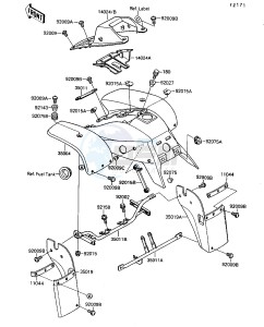 KSF 250 A [MOJAVE 250] (A8-A9) [MOJAVE 250] drawing FRONT FENDER-- S- -