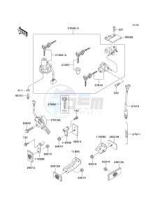 ZX 900 E [NINJA ZX-9R] (E1-E2) [NINJA ZX-9R] drawing IGNITION SWITCH_LOCKS_REFLECTORS