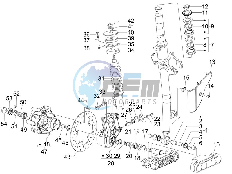 Fork - steering tube - Steering bearing unit