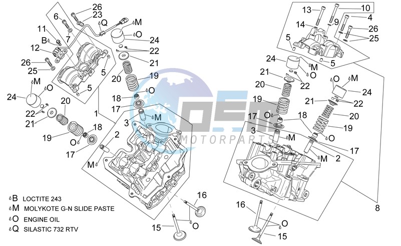 Cylinder head and valves