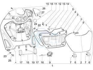 Beverly 125 Tourer e3 drawing Front glove-box - Knee-guard panel