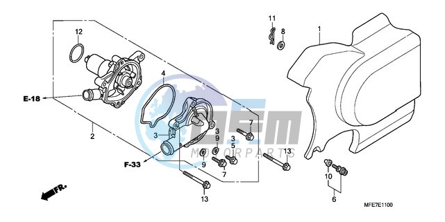 WATER PUMP/LEFT REAR COVER R