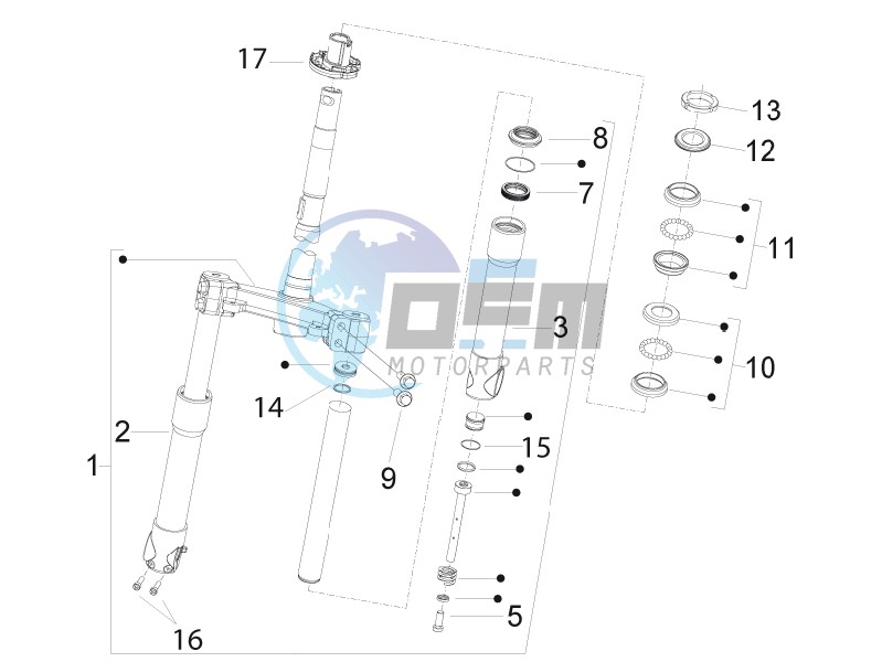 Fork steering tube - Steering bearing unit