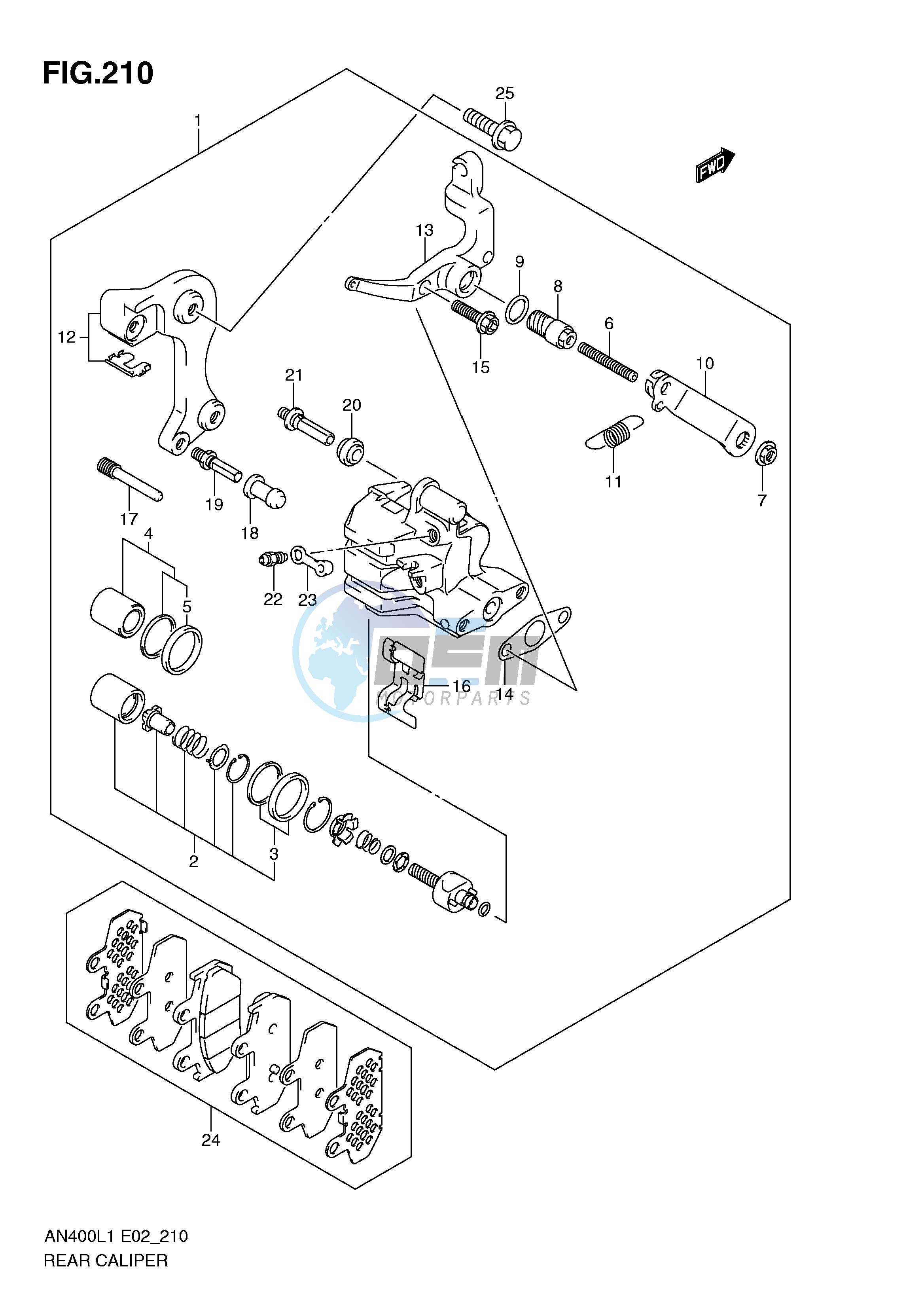 REAR CALIPER (AN400AL1 E19)