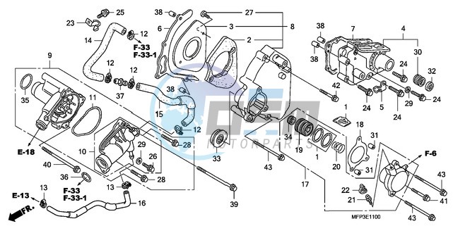 LEFT REAR COVER/WATER PUM P