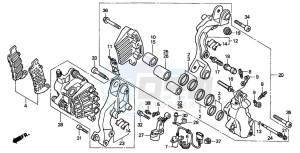 ST1100A drawing FRONT BRAKE CALIPER (ST1100AT/AV/AW)