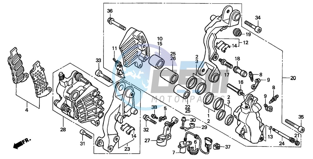 FRONT BRAKE CALIPER (ST1100AT/AV/AW)