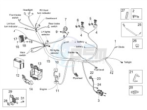 SCARABEO 50 2T CARBURATORE E4 STREET (EMEA) drawing Front electrical system