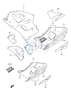 GSX-R600 (E2) drawing UNDER COWLING BODY (MODEL Y FOR L99,BP9,CE2)