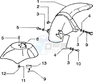 Zip 125 4T drawing Front and rear mudguard