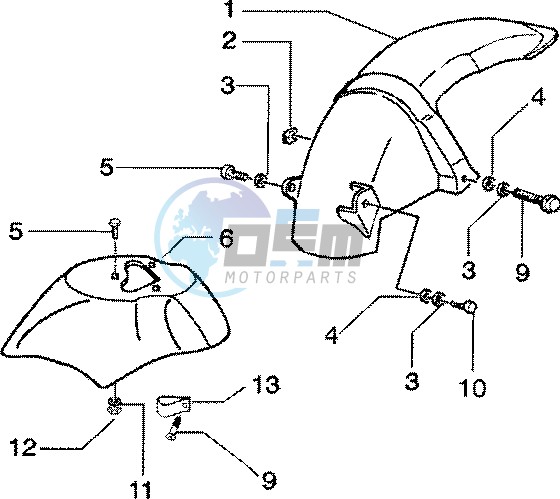 Front and rear mudguard