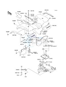 KVF 650 B [PRAIRIE 650 4X4 ADVANTAGE CLASSIC] (B1) [PRAIRIE 650 4X4 ADVANTAGE CLASSIC] drawing REAR FENDER-- S- -