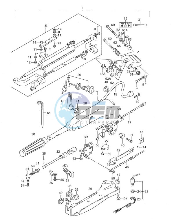 Tiller Handle (2001 to 2003)