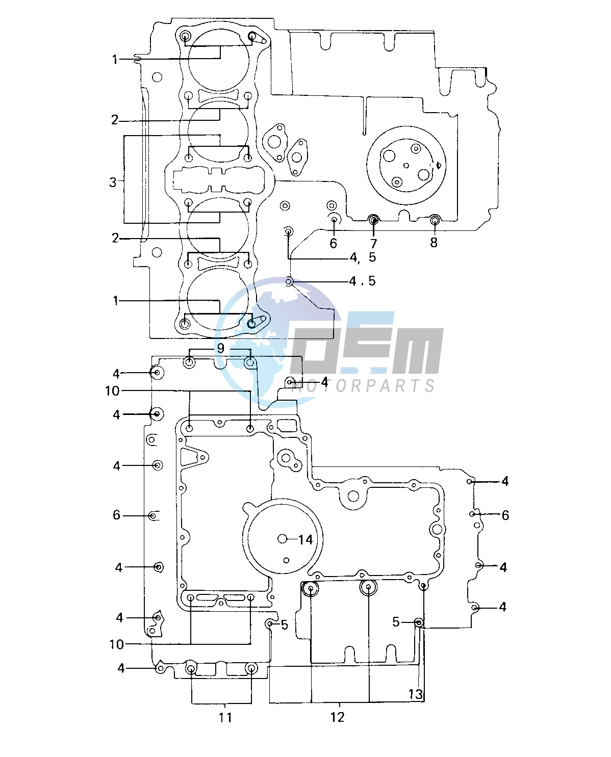 CRANKCASE BOLT & STUD PATTERN