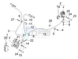 GT 250 ie 60 deg (Euro 3) drawing Brakes pipes - Calipers