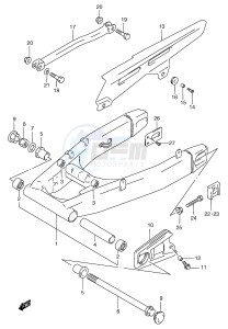 GSF1200 (E2) Bandit drawing REAR SWINGING ARM (GSF1200T V W X Y ST SV SW SX SY)