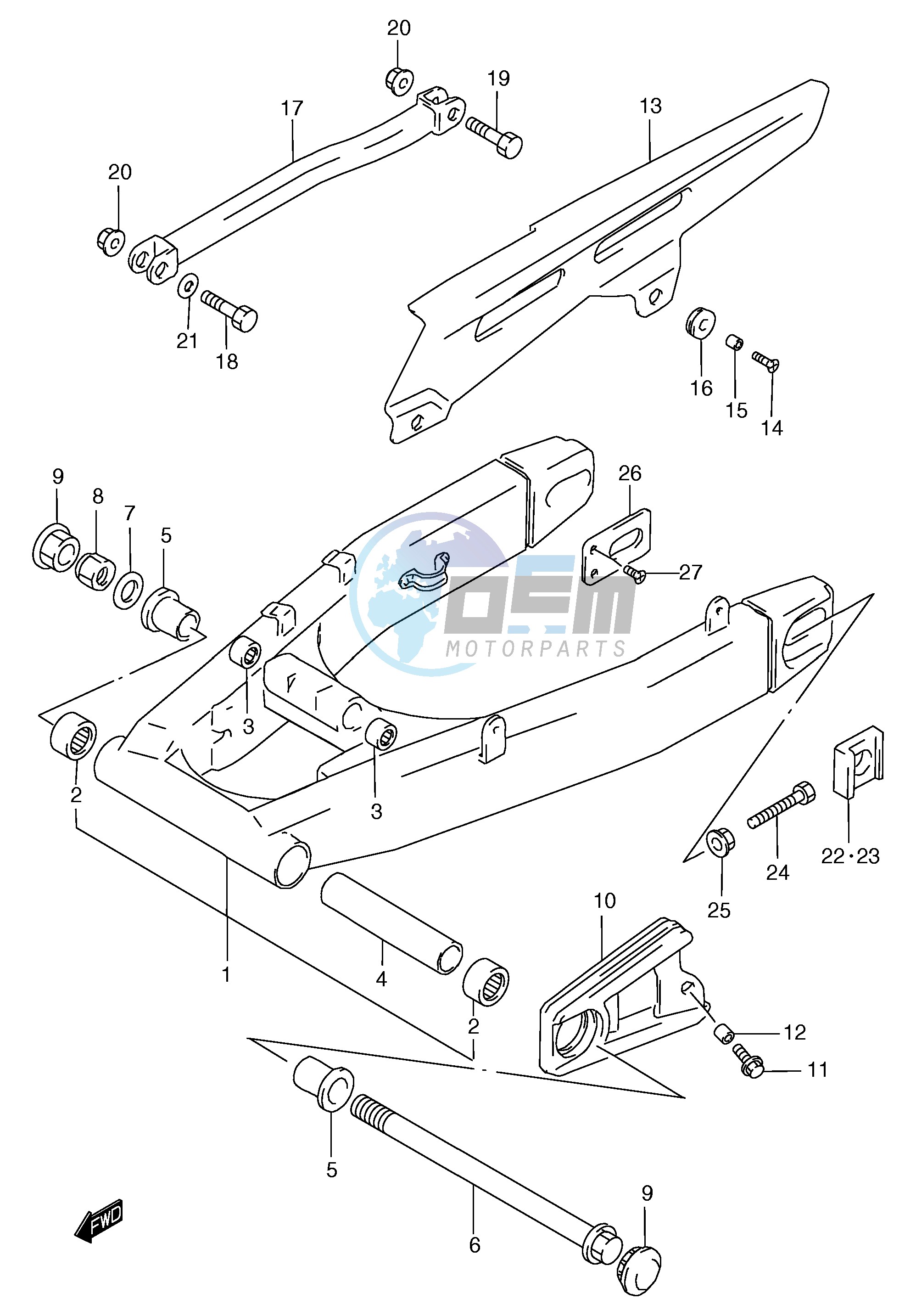 REAR SWINGING ARM (GSF1200T V W X Y ST SV SW SX SY)