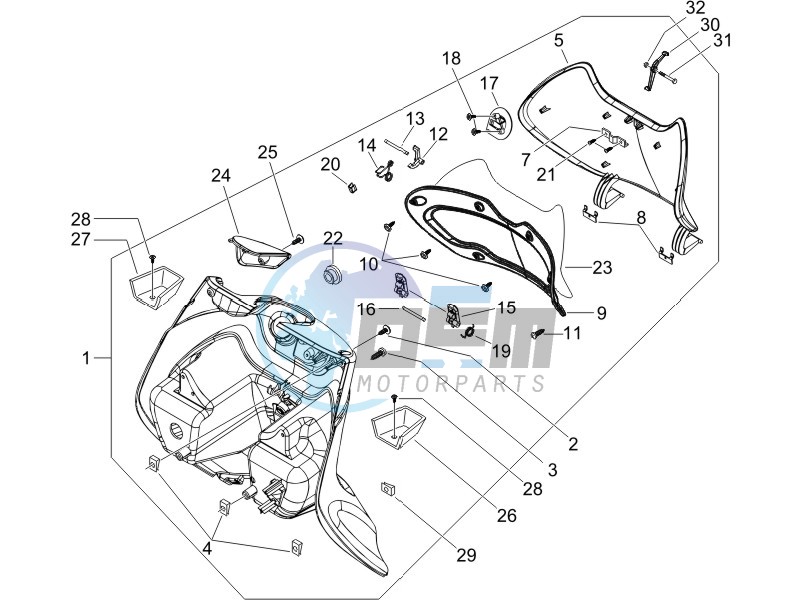 Front glove-box - Knee-guard panel