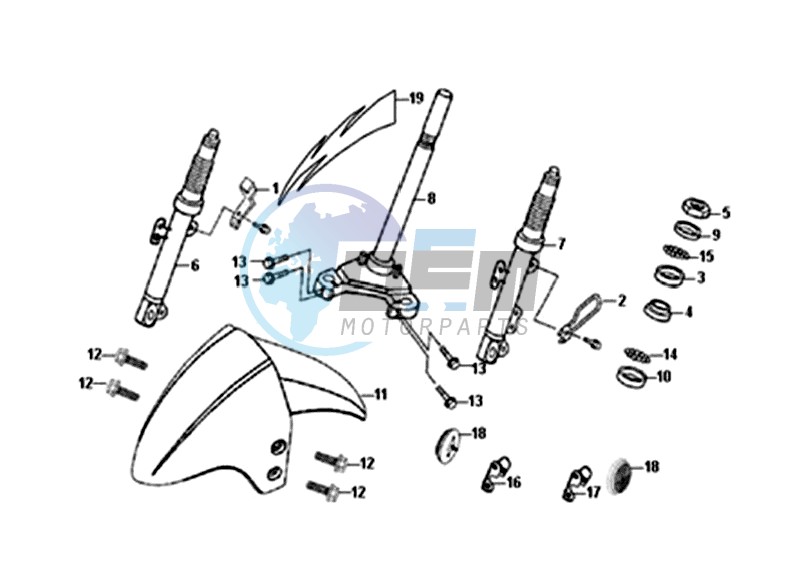 FRONT FORK / FRONT MUDGUARD / STEERING CROWN