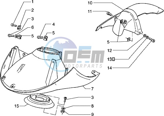 Front mudguard-rear mudguard