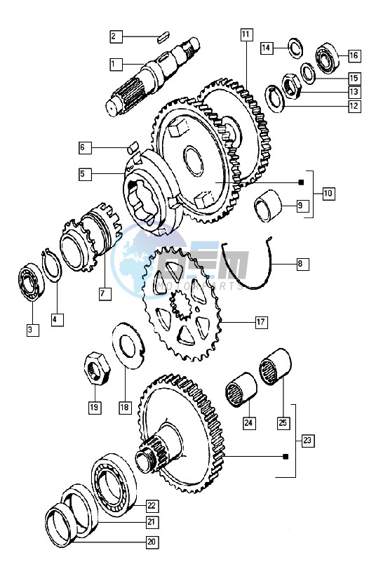 Countershaft-mainshaft