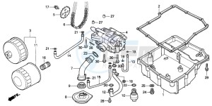 VFR750F drawing OIL FILTER/OIL PUMP (VFR750FR/FS/FT/FV)