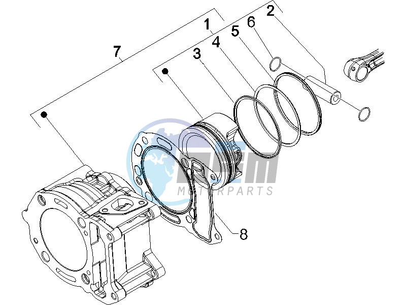 Cylinder - piston - wrist pin unit