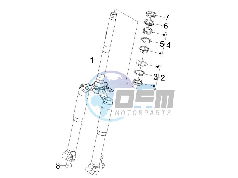 Fork steering tube - Steering bearing unit