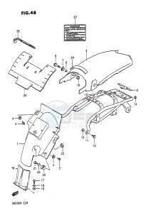 DR200 (E24) drawing REAR FENDER (E1,E2)