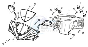 JET 4 50cc drawing HEAD LIGHT COVER / SPEEDOMETER COWL / MIRRORS