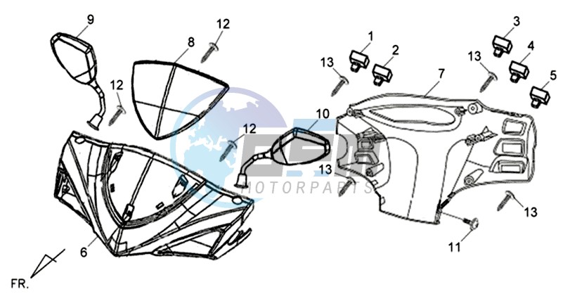 HEAD LIGHT COVER / SPEEDOMETER COWL / MIRRORS