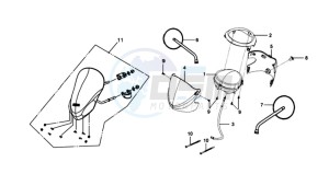 MIO 100 drawing DASHBOARD / MIRRORS / SPEEDOMETER COVER