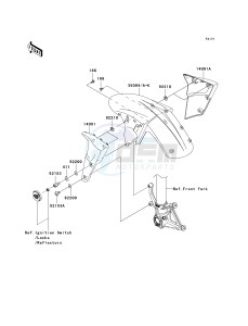 ZX 600 P [NINJA ZX-6R] (7F-8FA) P8FA drawing FRONT FENDER-- S- -