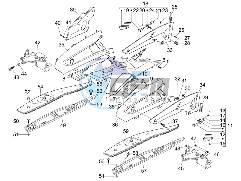 Central cover - Footrests