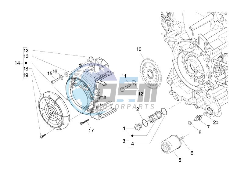 Flywheel magneto cover - Oil filter