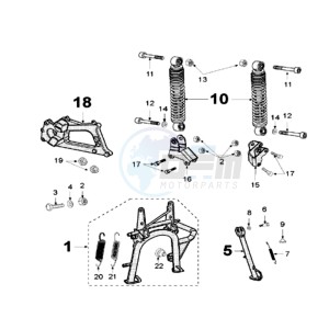 SAT 500 X drawing REAR SHOCK AND STAND