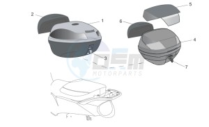 Scarabeo 125-200 e3 (eng. piaggio) drawing Acc. - Top/cases side cases