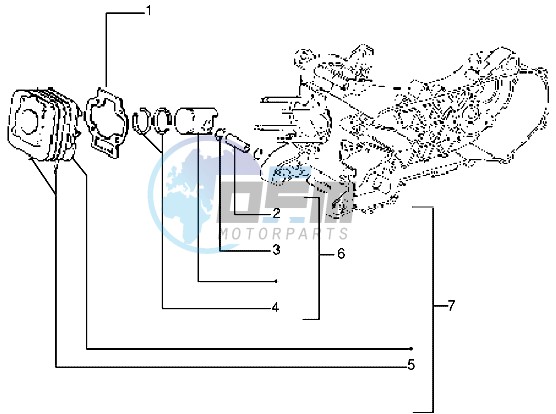 Cylinder-piston-wrist pin assy