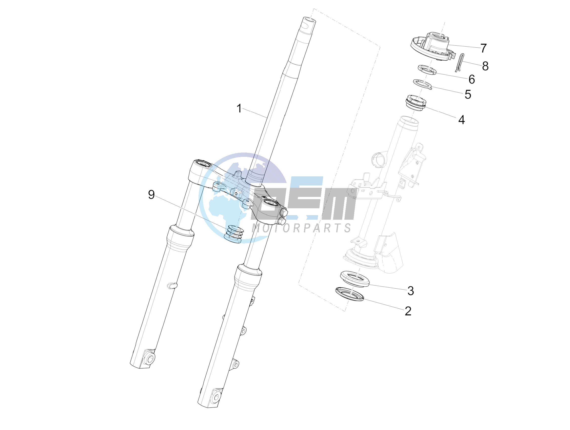 Fork/steering tube - Steering bearing unit