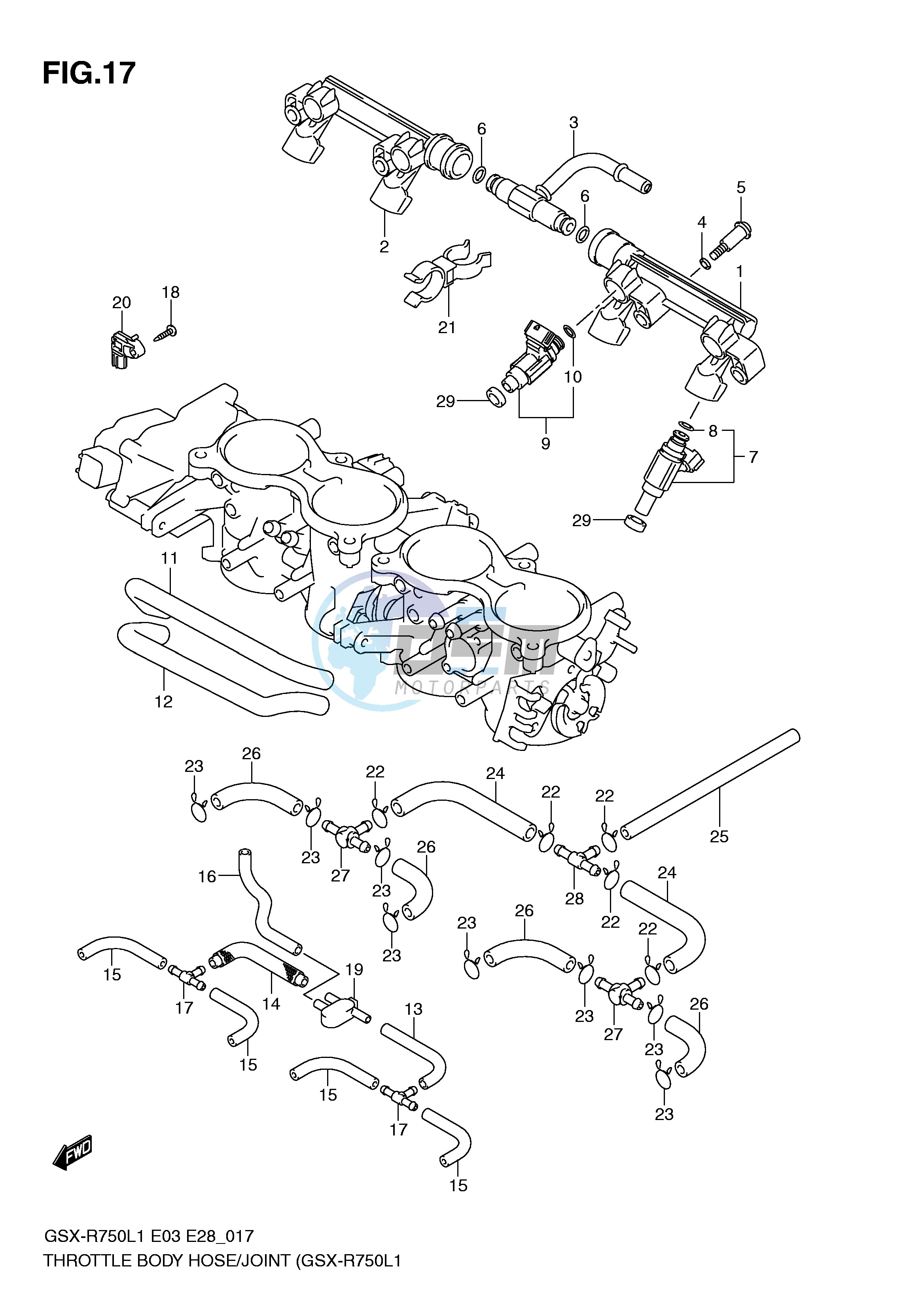 THROTTLE BODY HOSE JOINT (GSX-R750L1 E33)