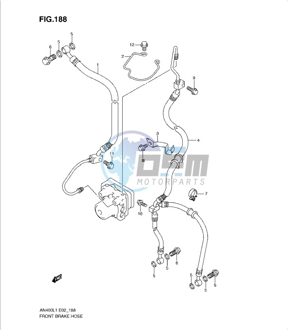 FRONT BRAKE HOSE (AN400AL1 E24)