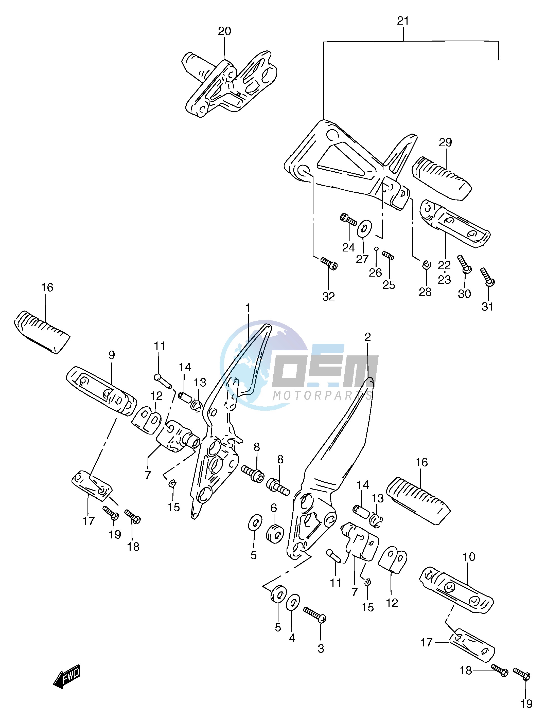 FOOTREST (MODEL V W X)