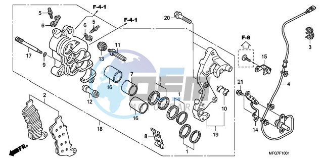 R. FRONT BRAKE CALIPER (CB600FA/FA3)