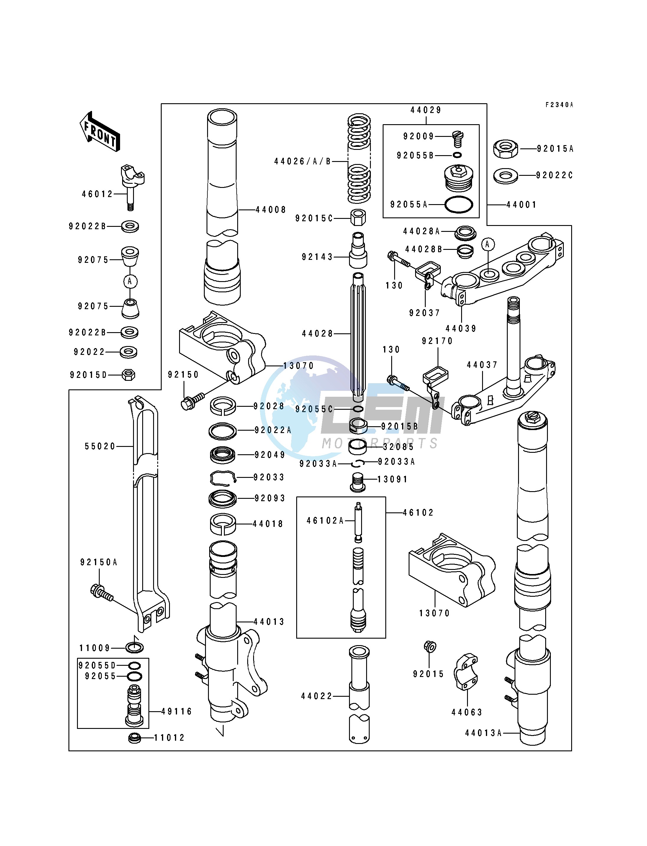 FRONT FORK -- KX500-E2- -