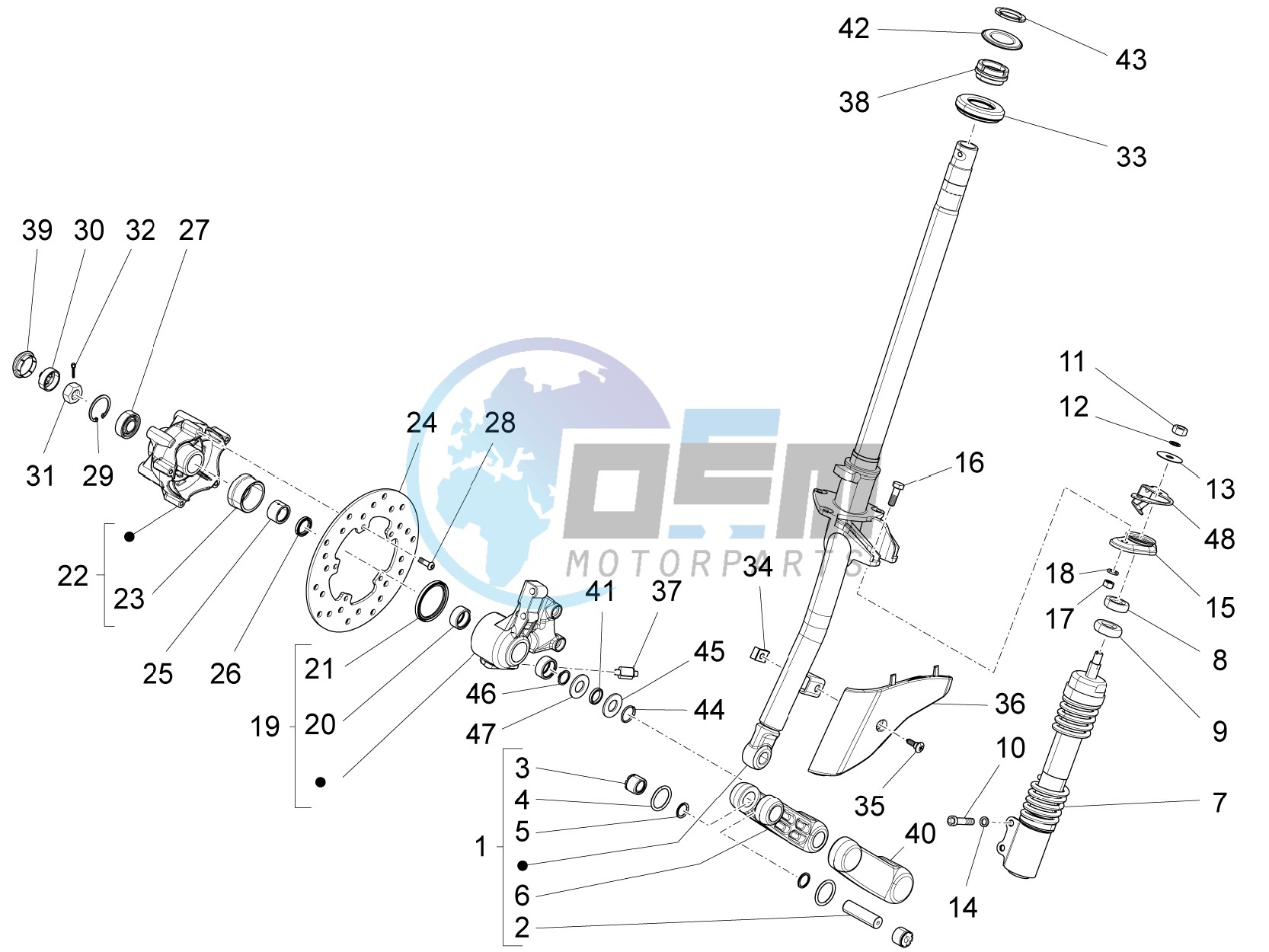 Fork/steering tube - Steering bearing unit