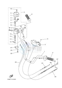 YFM350FWA YFM350DF GRIZZLY 350 4WD (1NSH) drawing STEERING HANDLE & CABLE