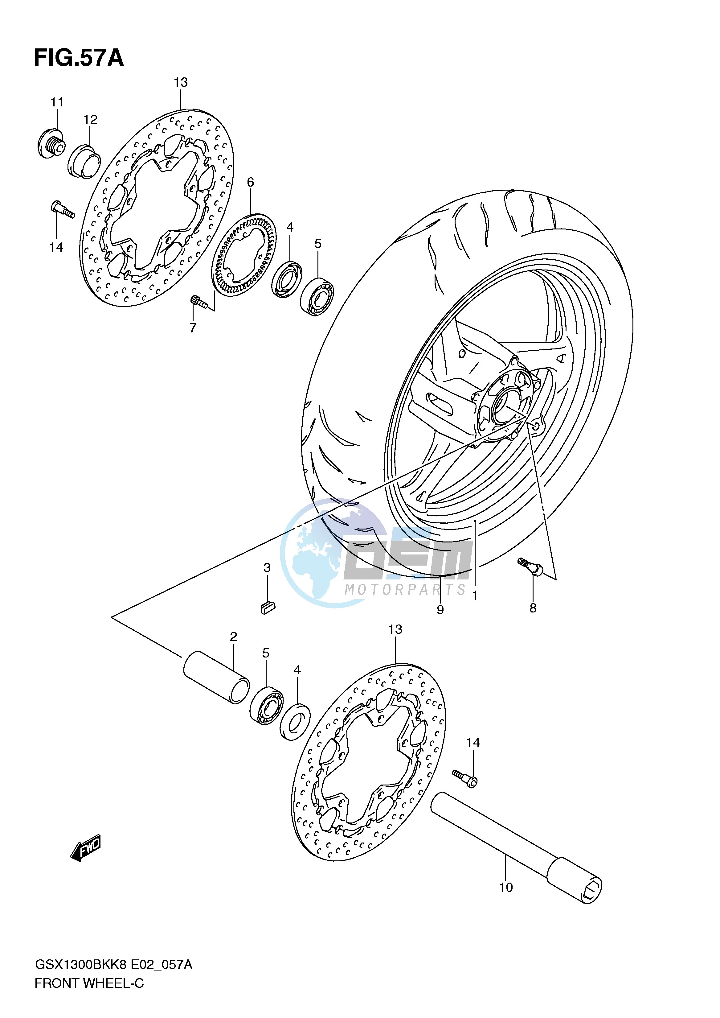 FRONT WHEEL (GSX1300BKAK8 AU2K8 AK9 AUFK9 AL0 AUFL0)