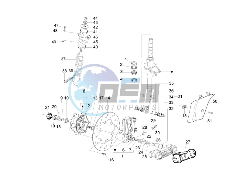 Fork - steering tube - Steering bearing unit